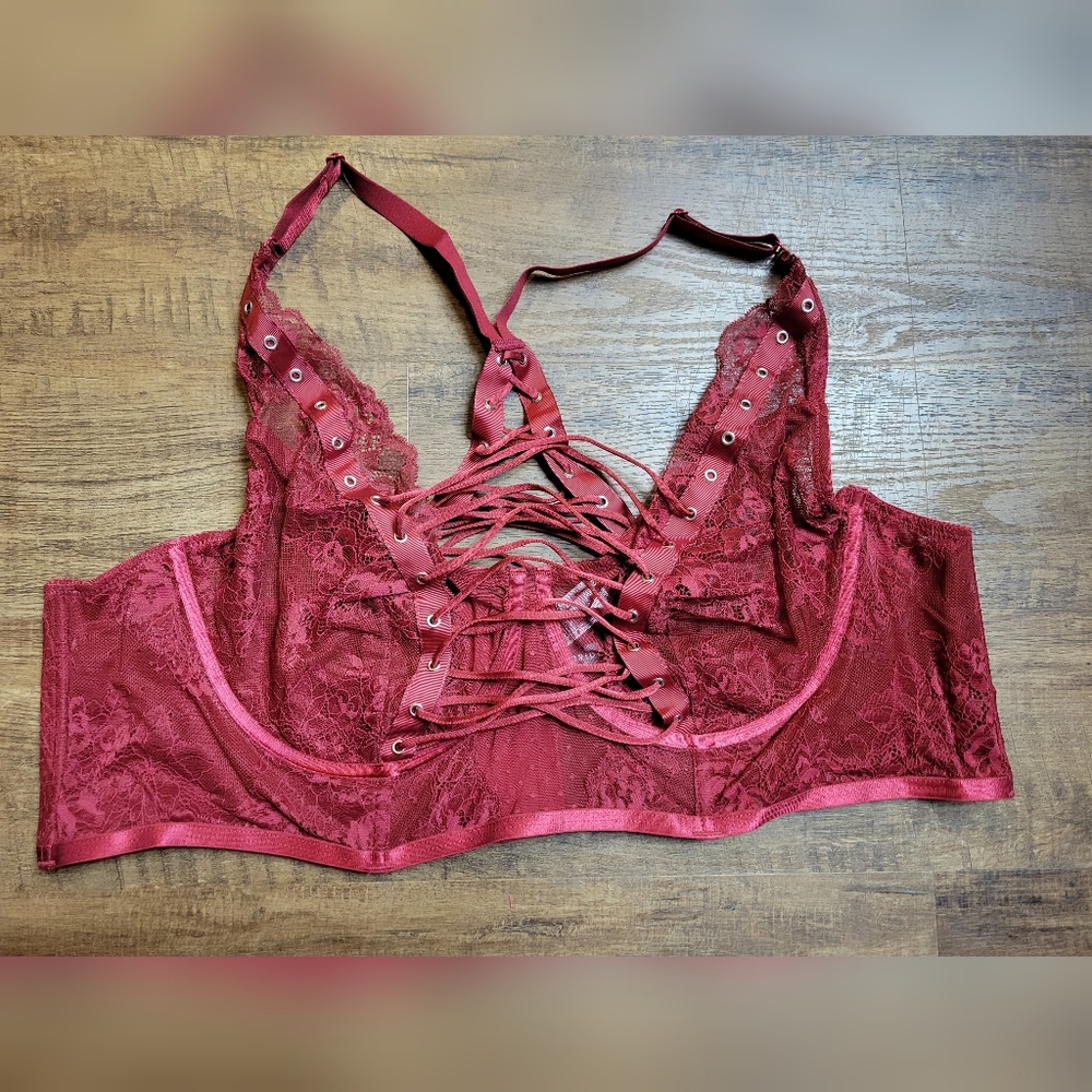Torrid lace up longline underwire bralette